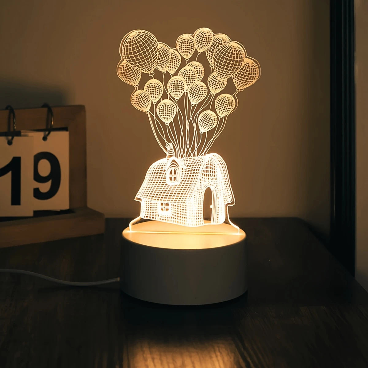 Modern 3D Romantic Balloon House LED Night Light